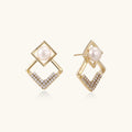 Pearl Geometric Drop Earrings