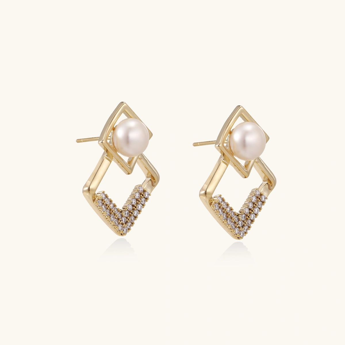 Pearl Geometric Drop Earrings