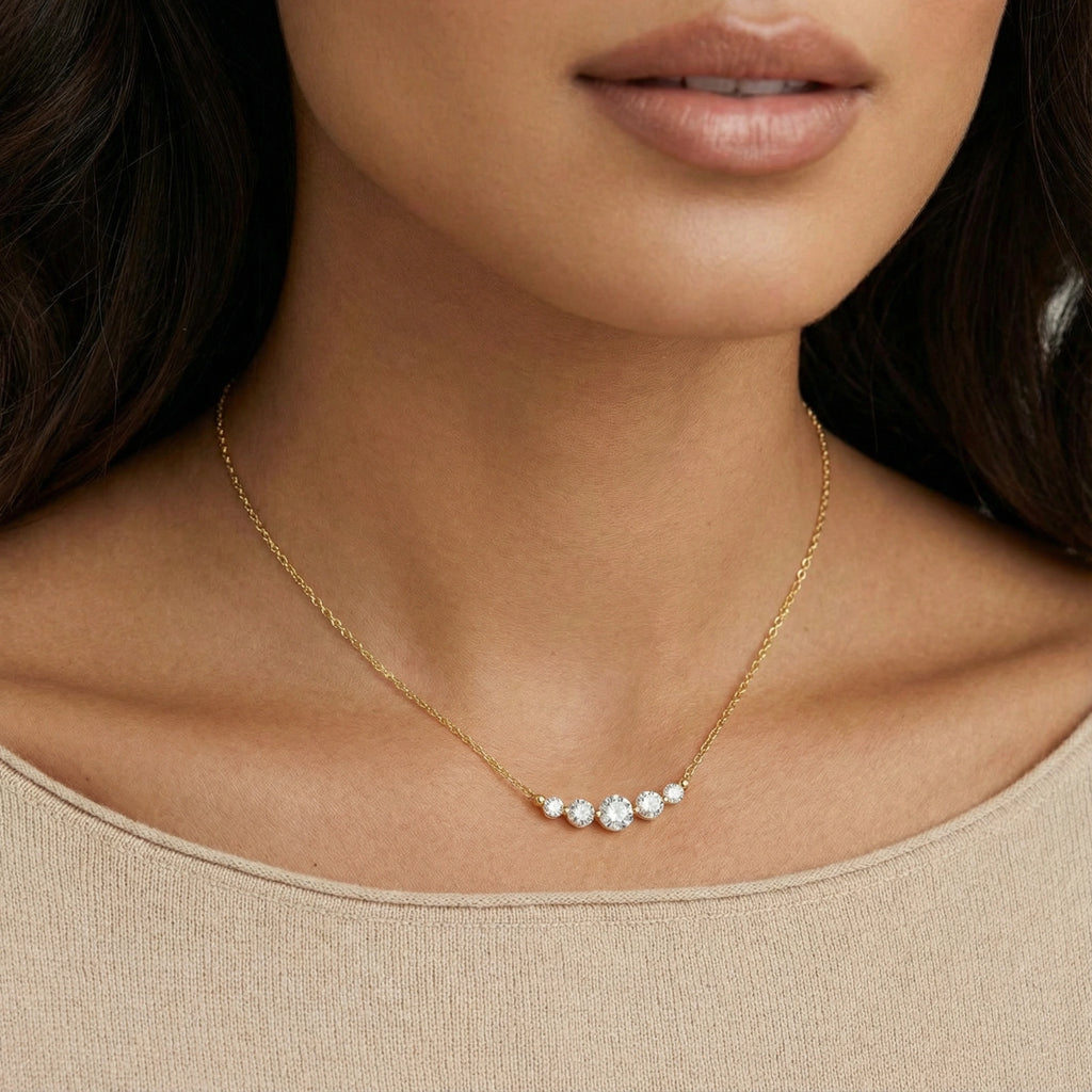Golden Arc Crystal Necklace