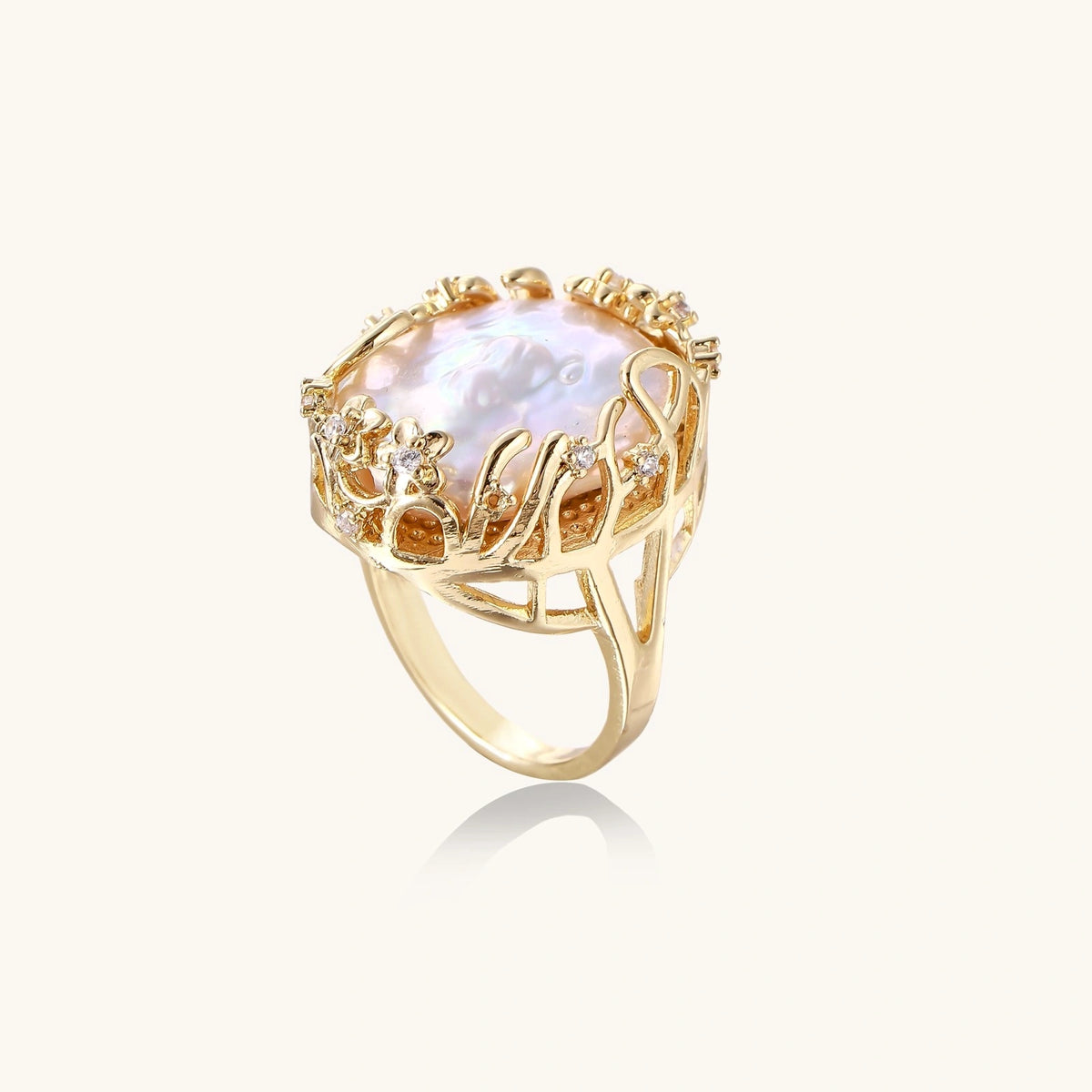 Baroque Pearl Crown Ring