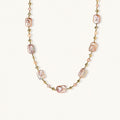 Iridescent baroque pearls alternating with small freshwater pearls on 14K gold-plated chain