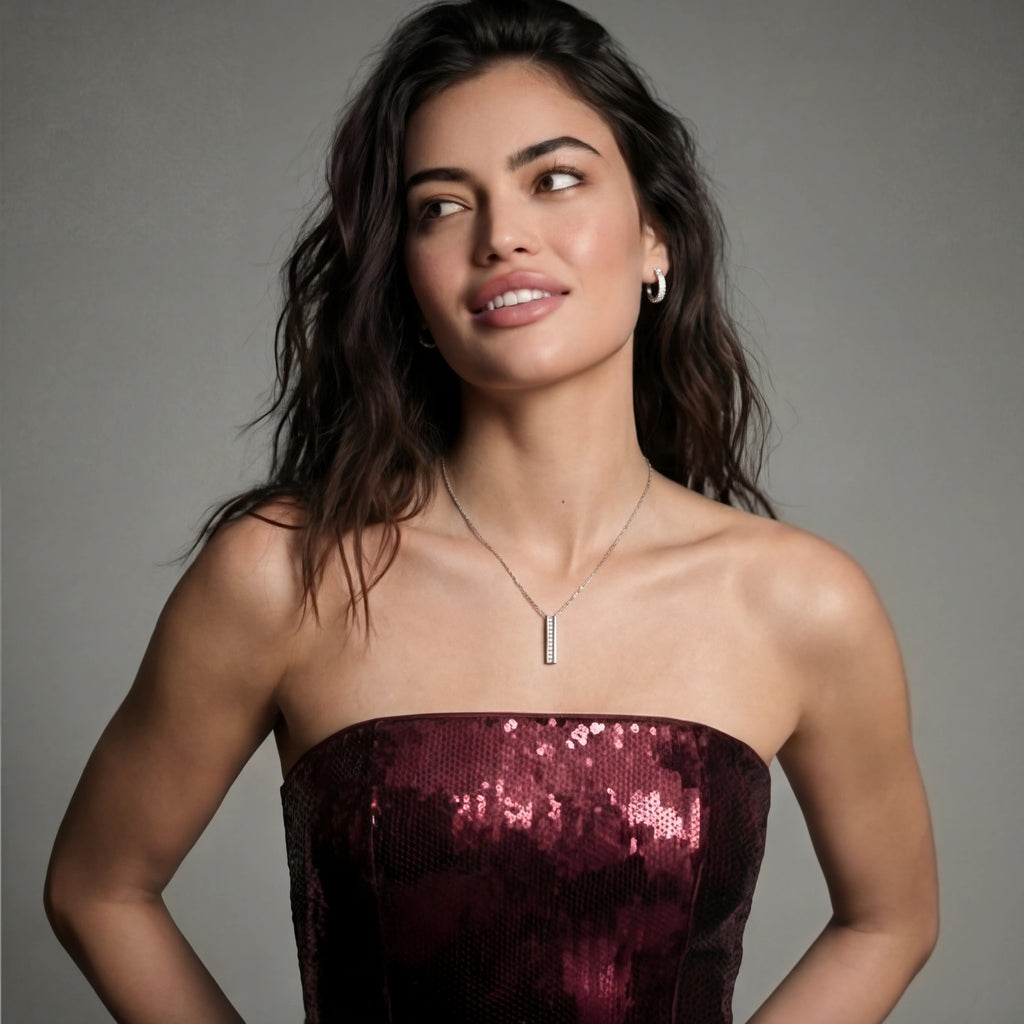 Linear Luxe Jewellery Set - White Gold Plated